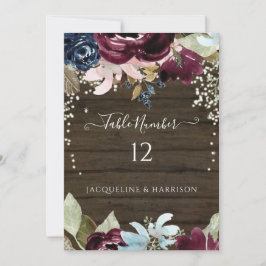 Convite Número da Tabela de Luzes Russas Florais do Marinh