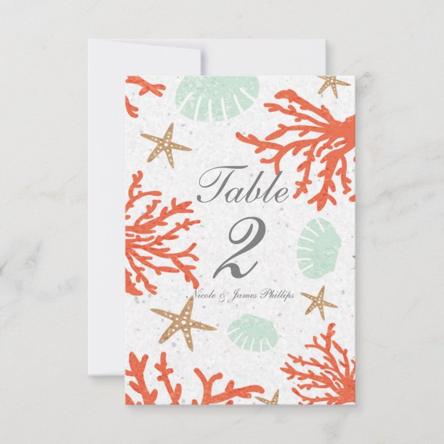 Convite Número da Tabela de Peixes-Frigoríficos de Coral d (Frente)