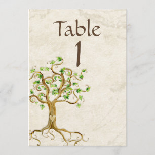 Convite Número da Tabela de Pergaminho da Raiz da Árvore d