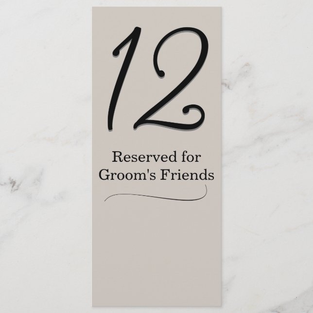 Convite Número da Tabela de Recepção de casamento do auge (Frente)