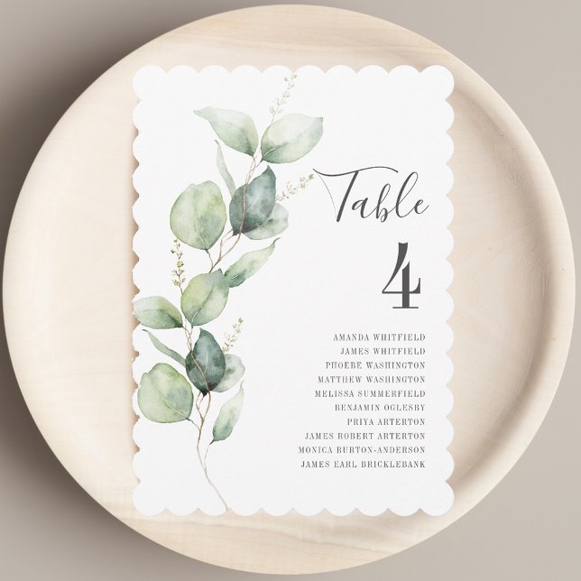 Convite Número da tabela de Recepção de casamento Eucalypt (Eucalyptus Wedding Reception Seating Table Number)