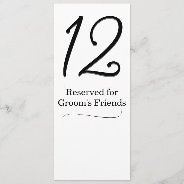 Convite Número da Tabela de recepções de casamento (Frente)