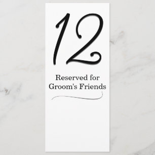 Convite Número da Tabela de recepções de casamento