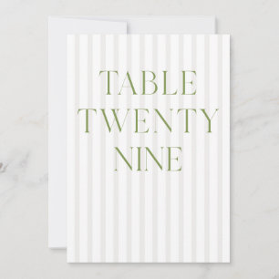 Convite Número da Tabela do Classic Sage Green & Beige Wed