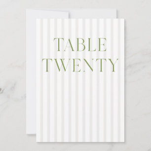 Convite Número da Tabela do Classic Sage Green & Beige Wed