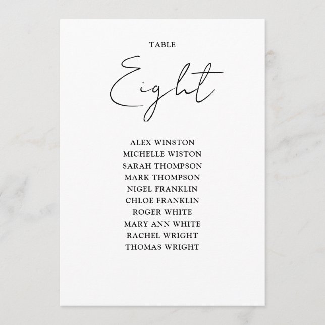 Convite Número da Tabela do Gráfico de Assentos Chic Preto (Frente)