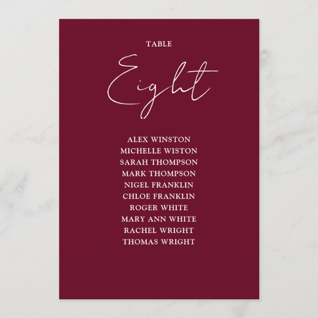 Convite Número da Tabela do Gráfico de Assentos Vermelho M (Frente)