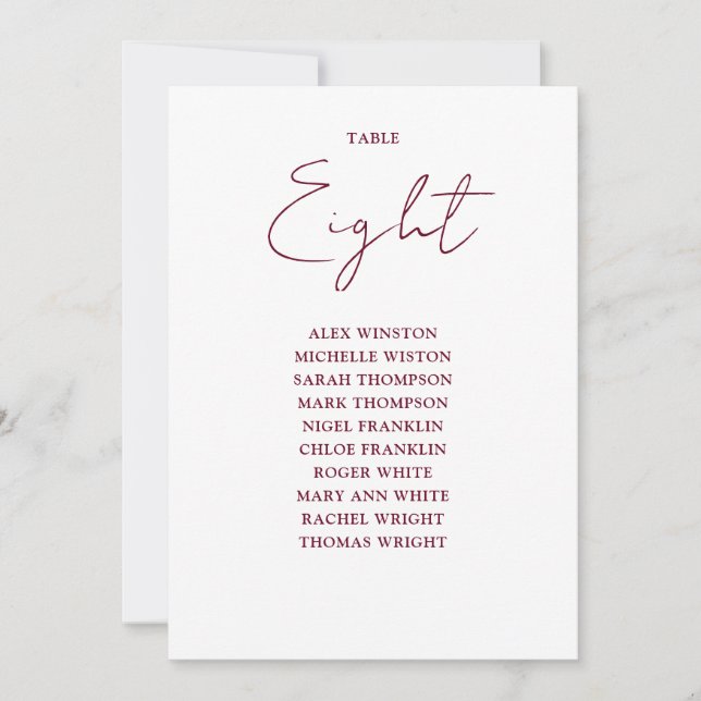 Convite Número da Tabela do Gráfico de Assentos Vermelho M (Frente)