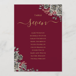 Convite Número da Tabela do Plano de Rosas Florais Góticos