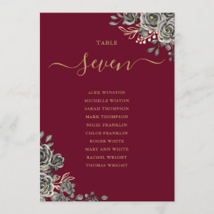 Convite Número da Tabela do Plano de Rosas Florais Góticos