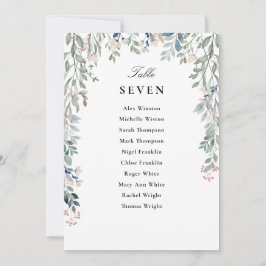 Convite Número da Tabela do Plano Floral Elegante
