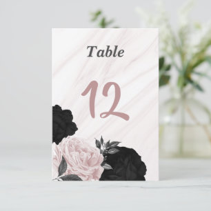 Convite Número da tabela floral romeno preto e rosa