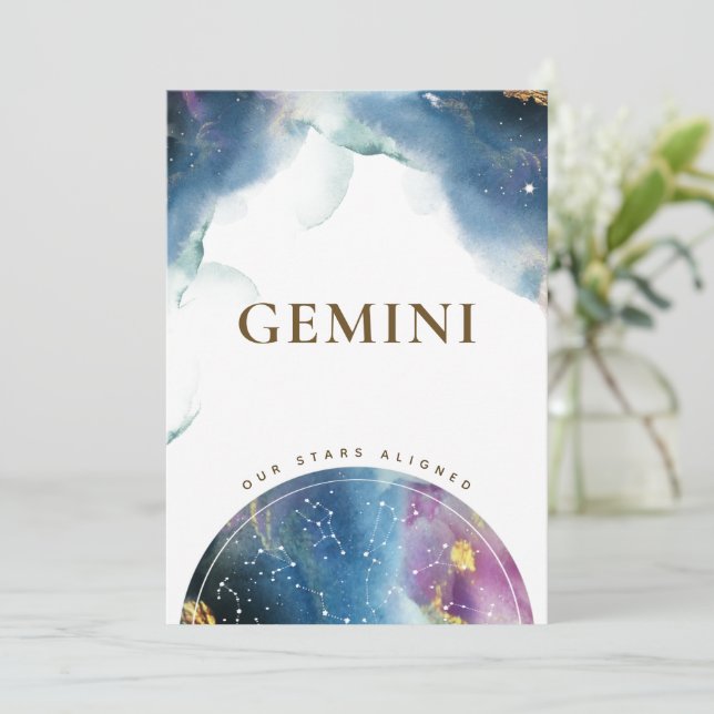 Convite Número da Tabela Gemini Sinal Celestial de Waterco (Em pé/Frente)