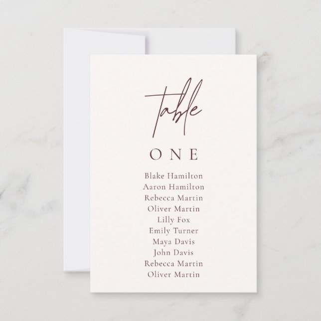 Convite Número da Tabela Mínima de Placas de Casamento Ele (Frente)