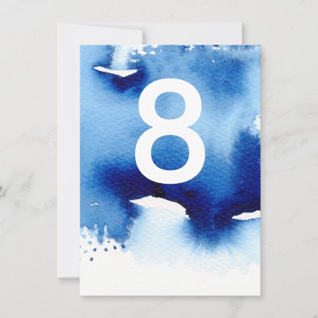 Convite NÚMERO DA TABELA na moda marinho azul-d-água (Frente)