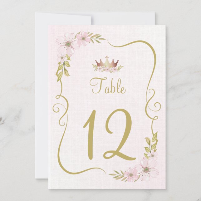 Convite Número da tabela princesa rosa (Frente)