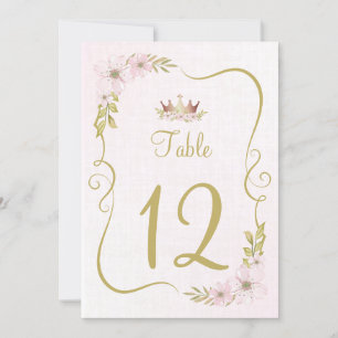 Convite Número da tabela princesa rosa