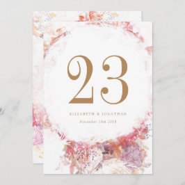 Convite Número da Tabela Romântica de Flores Rosa-Primaver