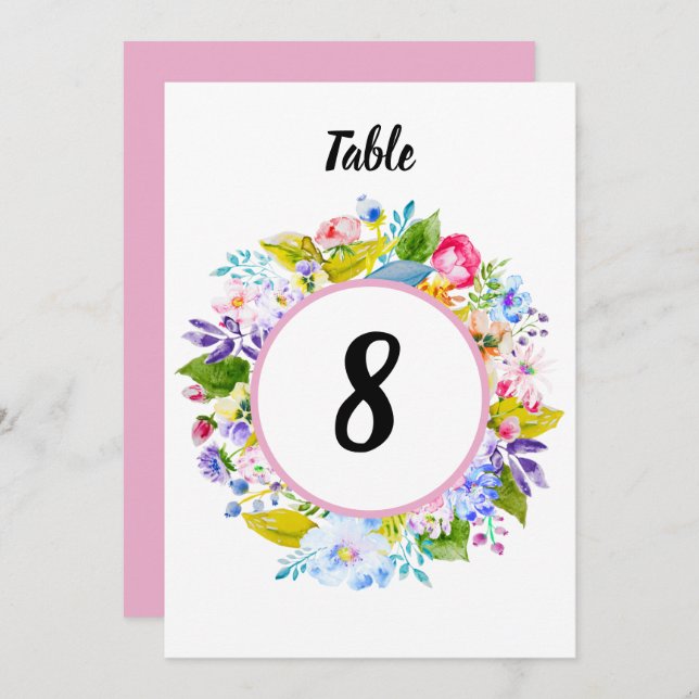 Convite Número da Tabela Romântica Romântica de Casamento  (Frente/Verso)