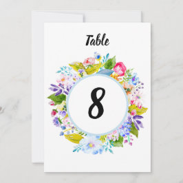 Convite Número da Tabela Romântica Romântica Floral Azul S