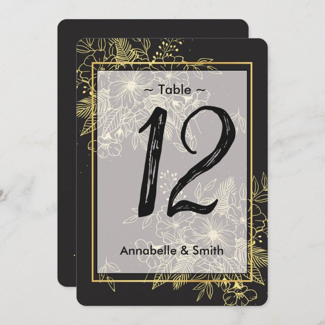 Convite número da tabela Rosas ouros (Frente/Verso)