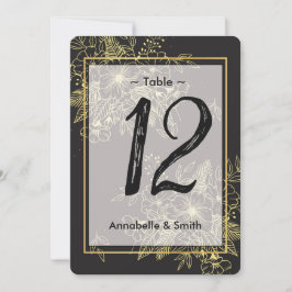 Convite número da tabela Rosas ouros