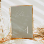 Convite Número da Tabela Verde do Sage do Script Elegante<br><div class="desc">Este número da tabela de casamento apresenta um fundo verde sábio e uma fonte elegante de script. Este cartão de mesa é perfeito para o seu belo evento de casamento temido no jardim. Par com qualquer coisa na Coleção GIANNA para um olhar coeso.</div>