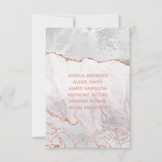 Convite Número de Assento da Mesa Dourada e Branca em Ágat (Verso)