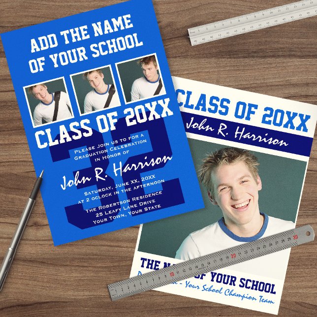 Convite Número de Camisa de Graduação Desportiva do Jogado (Criador carregado)