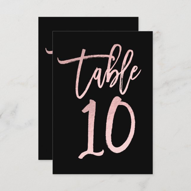 Convite Número de Mesa 10 em Grafite Moderno com Folha Ros (Frente/Verso)