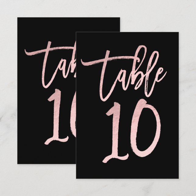 Convite Número de Mesa 10 em Grafite Rosa Dourado Moderno (Frente/Verso)