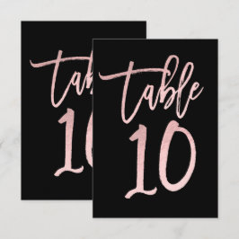 Convite Número de Mesa 10 em Grafite Rosa Dourado Moderno