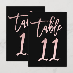 Convite Número de mesa 11 em rosa ouro moderno com folha d