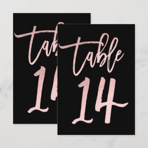 Convite Número de Mesa 14 em Grafite Moderno Rosa Dourado
