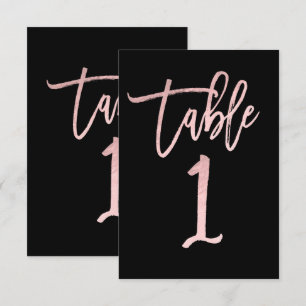 Convite Número de Mesa 1 Moderno em Folha Rosa Dourado Ros