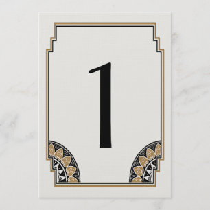 Convite Número de Mesa 1 Posh Dourado Art Déco