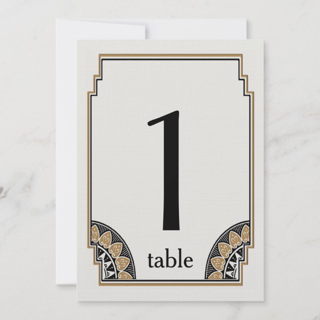 Convite Número de Mesa 1 Posh Dourado Art Déco (Verso)