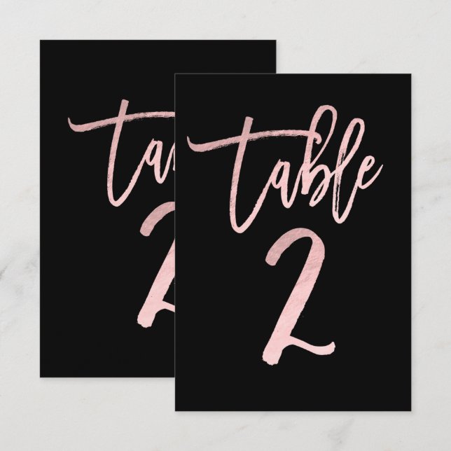 Convite Número de Mesa 2 Moderno em Tom Rosa Dourado e Ros (Frente/Verso)