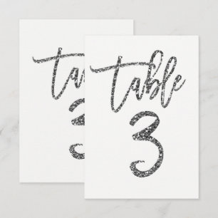 Convite Número de Mesa 3 em Letra Moderna Tendência Brilho