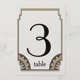 Convite Número de Mesa 3 Posh Dourado Art Déco