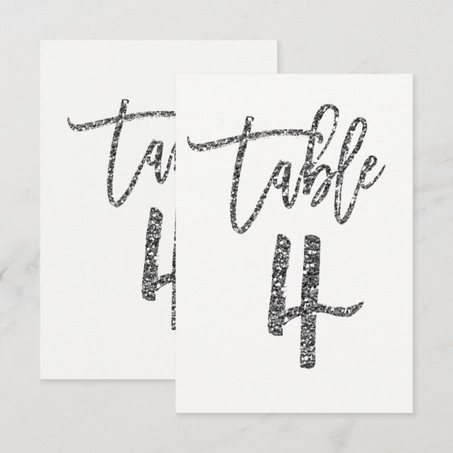 Convite Número de Mesa 4 em Letra Moderna Tendência com Br (Frente/Verso)