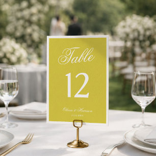 Convite Número de Mesa Amarelo Elegante Casamento Citrino