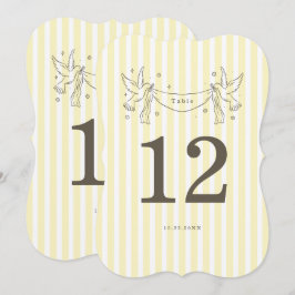 Convite Número de Mesa Amarelo Macio Listrado Die Cut Capr