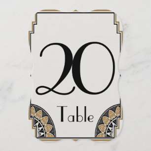 Convite Número de Mesa Art Deco Dourado Chique 20