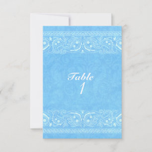 Convite Número de Mesa Blue Rustic Paisley Country Ocident