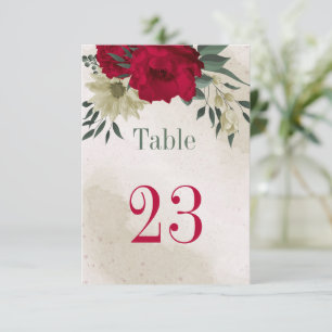 Convite número de mesa botânico de flores amarelas pálidas