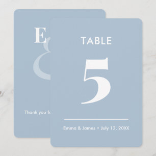 Convite Número de Mesa Casamento Ampersand Azul Empoeirado