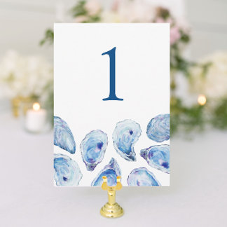 Convite Número de Mesa Casamento Aquarela Ostra Azul