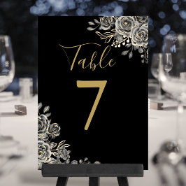 Convite Número de Mesa Casamento Gótico Preto e Dourado