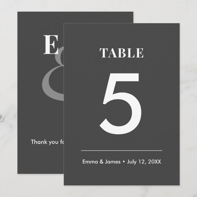 Convite Número de Mesa Casamento Minimalista E Comercial | (Frente/Verso)